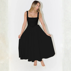 Driana Robe Femme Midi – Robe Col Carré, Légère, Élégante Décontractée d'Été