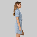 Sopia Abito Donna Denim Vita Alta – Vestito con Lace-Up e Bottoni Casual Chic
