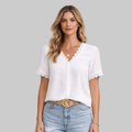 Suri Blouse Femme Coton – Blouse vintage en dentelle manches bouffantes élégante légère