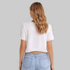 Suri Blouse Femme Coton – Blouse vintage en dentelle manches bouffantes élégante légère