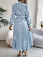 Elena Abito Donna Midi Plissé – Collo Alto, Cintura Regolabile Elegante