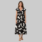 Valeria Robe Femme Été – Robe Légère Col V Élégante Imprimé Décontracté