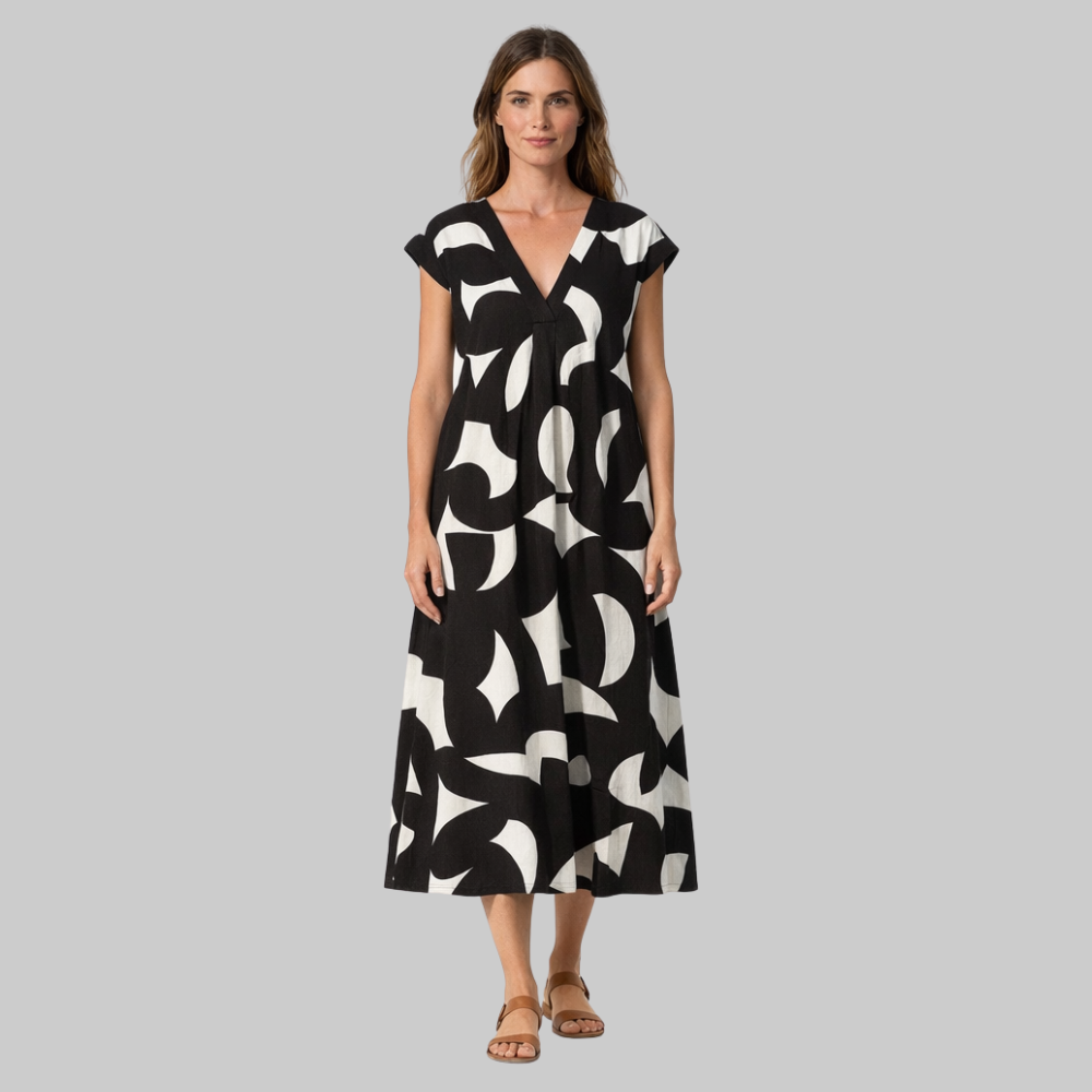Valeria Robe Femme Été – Robe Légère Col V Élégante Imprimé Décontracté