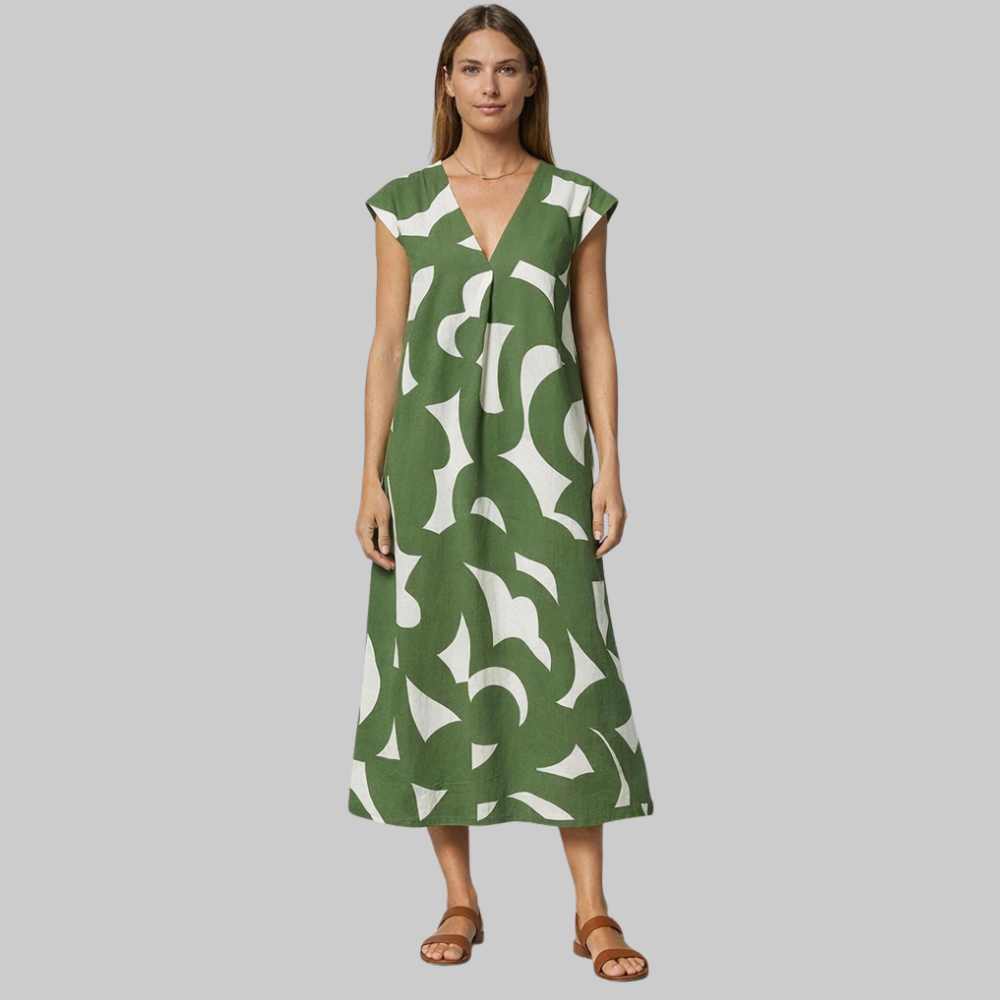 Valeria Abito Donna Estivo – Vestito Leggero Scollo V Elegante Stampa Casual