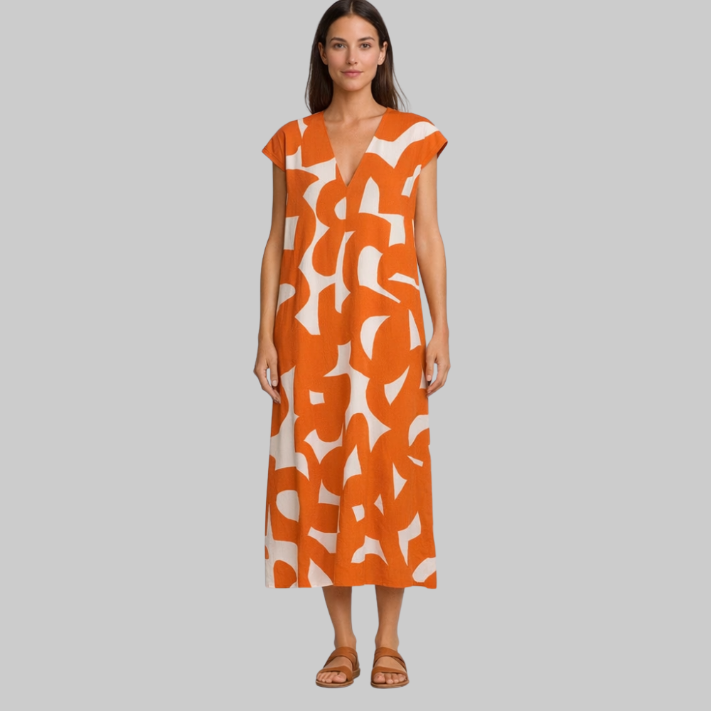 Valeria Abito Donna Estivo – Vestito Leggero Scollo V Elegante Stampa Casual