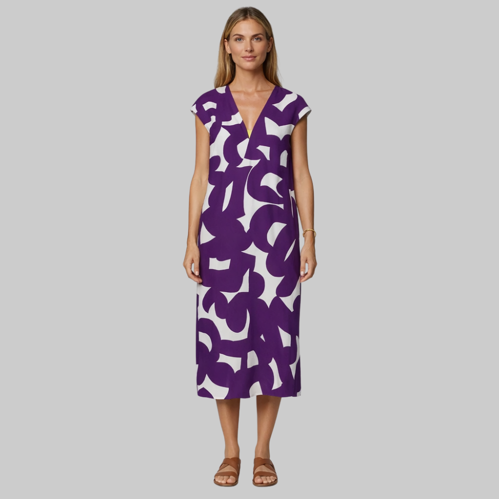 Valeria Abito Donna Estivo – Vestito Leggero Scollo V Elegante Stampa Casual