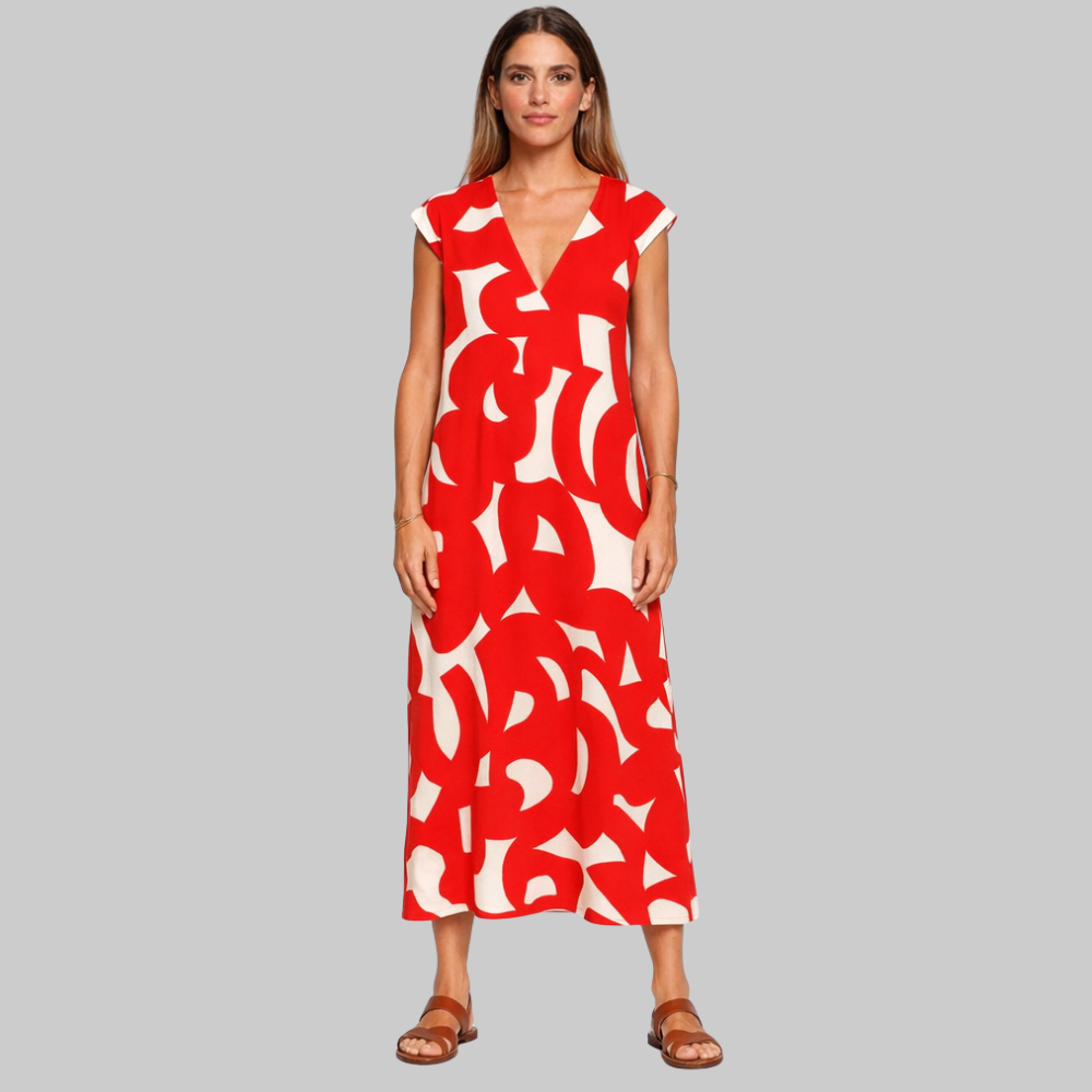 Valeria Abito Donna Estivo – Vestito Leggero Scollo V Elegante Stampa Casual