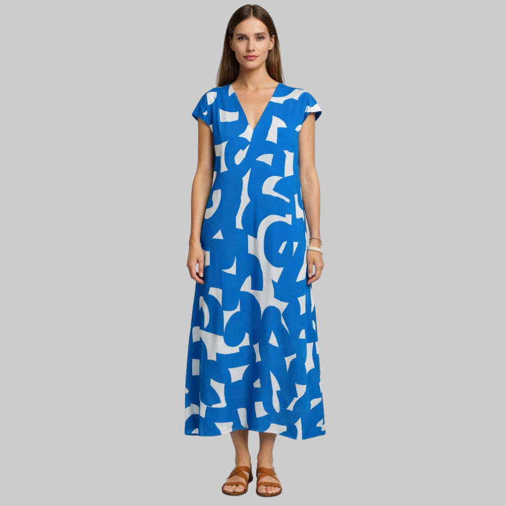 Valeria Abito Donna Estivo – Vestito Leggero Scollo V Elegante Stampa Casual