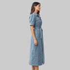 Vivienne Vestido Mujer Denim – Vestido de Verano con Botones Suave, Transpirable y Casual Chic