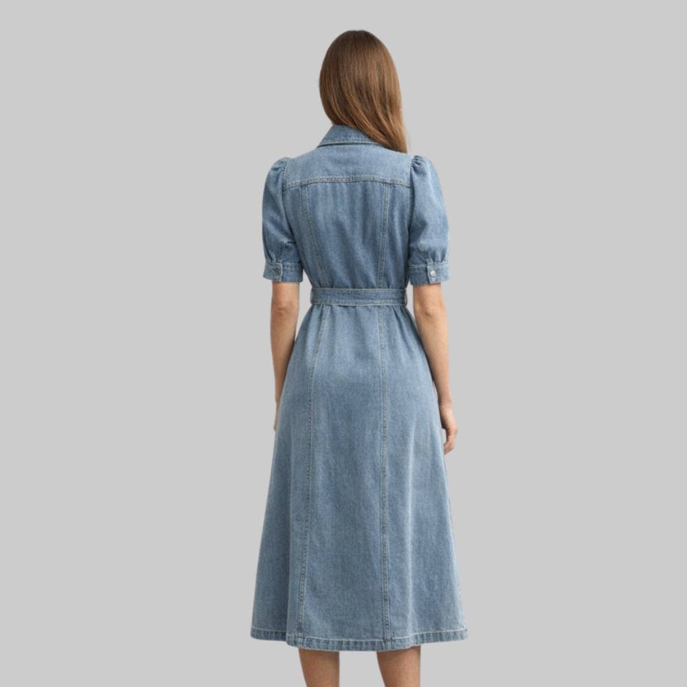 Vivienne Vestido Mujer Denim – Vestido de Verano con Botones Suave, Transpirable y Casual Chic