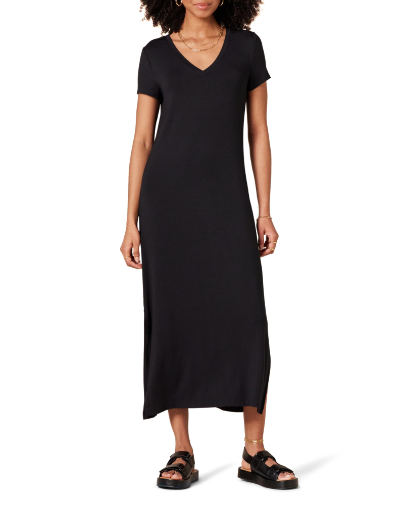 Morgan Abito Midi Donna – Vestito in Jersey di Viscosa con Scollo a V e Spacchi