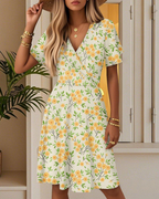Isla Abito Estivo Donna – Vestito Floreale a Linea A con Scollo a V e Volant