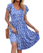 Victoria Vestito Donna Midi – Scollo a V, Maniche Volant, Tasche & Linea A
