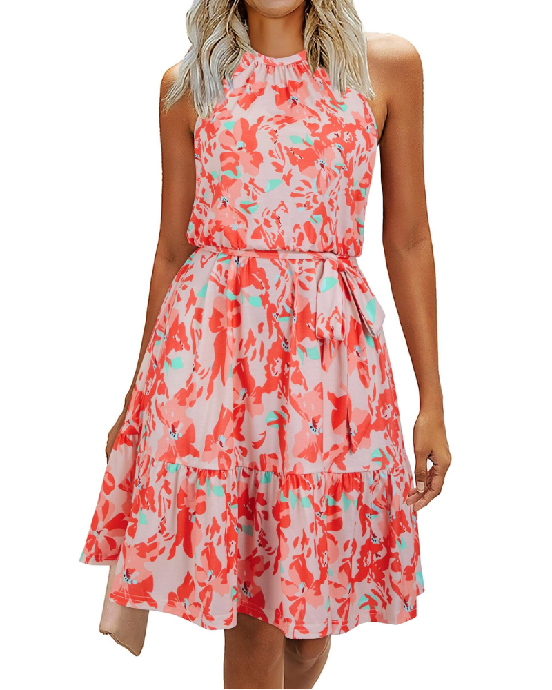 Savannah Vestito Donna Estivo – Halter, Cintura Annodata, Fit Swing & Tessuto Soft