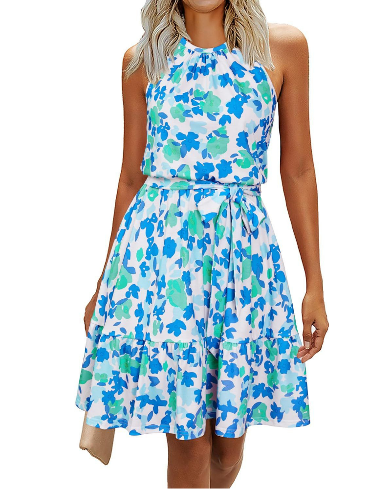 Savannah Vestito Donna Estivo – Halter, Cintura Annodata, Fit Swing & Tessuto Soft