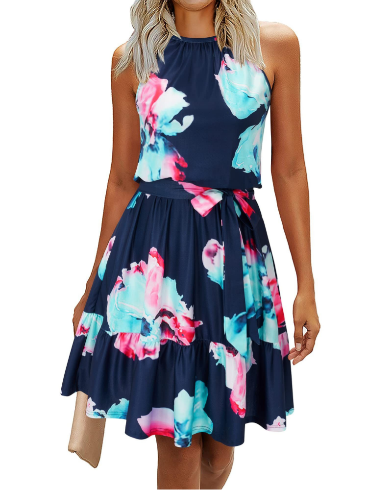 Savannah Vestito Donna Estivo – Halter, Cintura Annodata, Fit Swing & Tessuto Soft