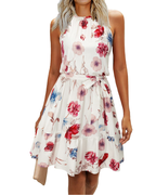 Robe d'été pour femme Savannah – Dos nu, ceinture nouée, coupe évasée et tissu doux