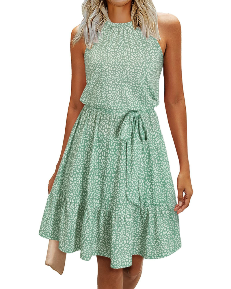 Savannah Vestito Donna Estivo – Halter, Cintura Annodata, Fit Swing & Tessuto Soft