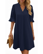Camille Vestito Donna Midi – Scollo a V, Mezze Maniche Volant & Fit Morbido