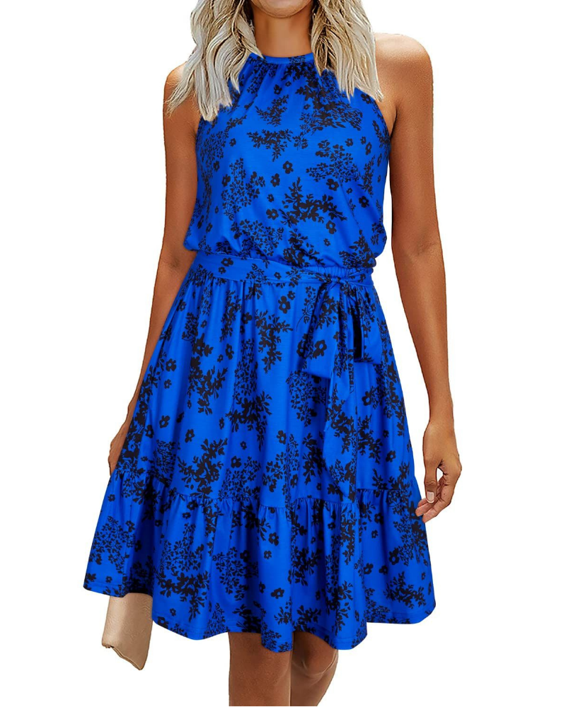 Savannah Vestito Donna Estivo – Halter, Cintura Annodata, Fit Swing & Tessuto Soft