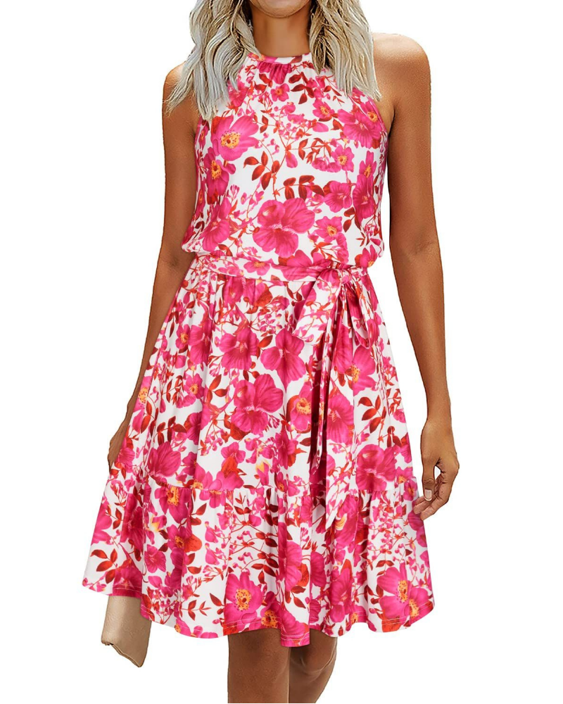 Savannah Vestito Donna Estivo – Halter, Cintura Annodata, Fit Swing & Tessuto Soft
