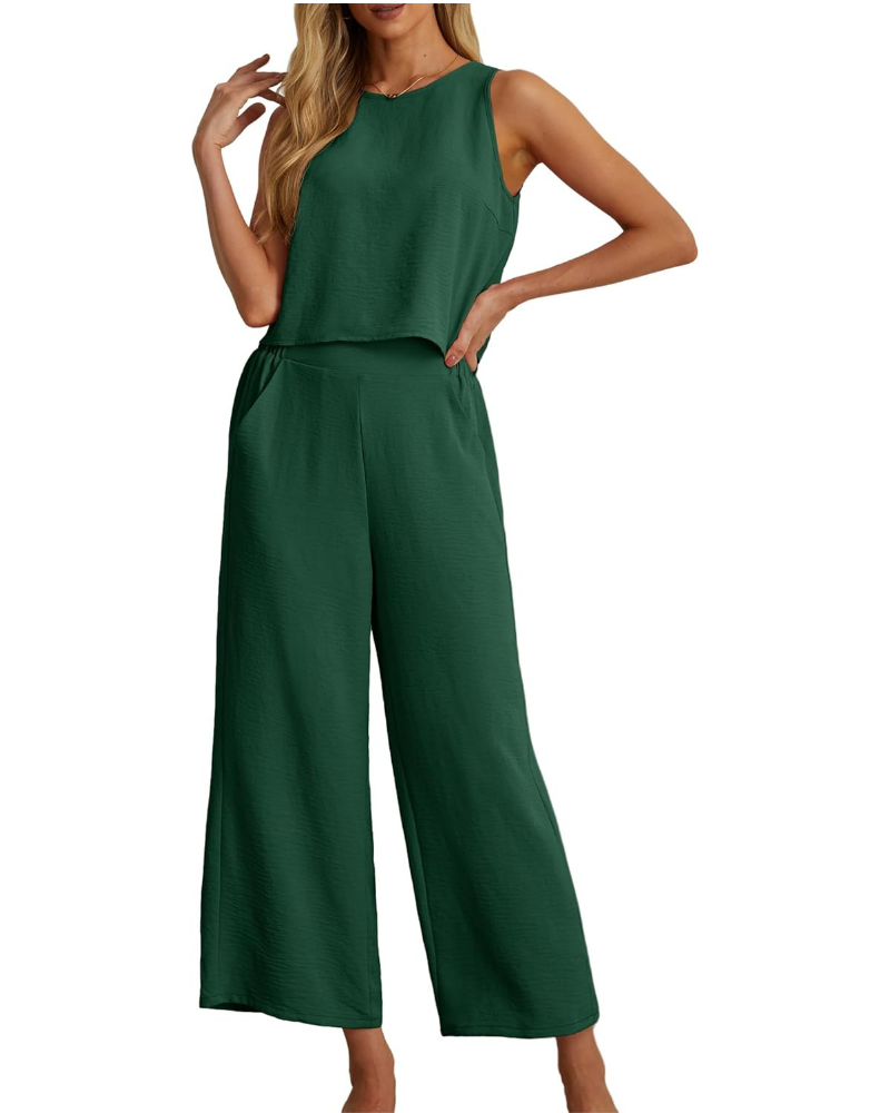 Marlowe Donna 2 részes szett – ujjatlan crop top és zsebes culotte nadrág