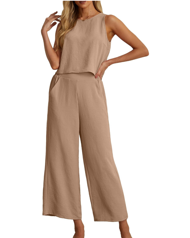 Marlowe Donna 2 részes szett – ujjatlan crop top és zsebes culotte nadrág