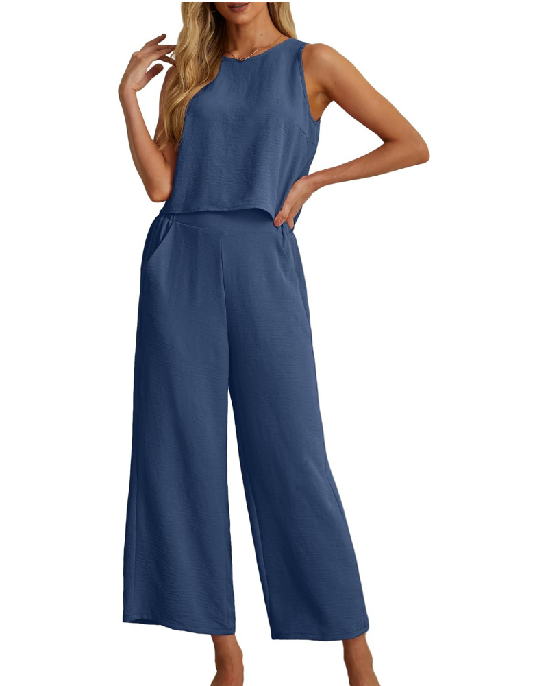 Marlowe Donna 2 részes szett – ujjatlan crop top és zsebes culotte nadrág