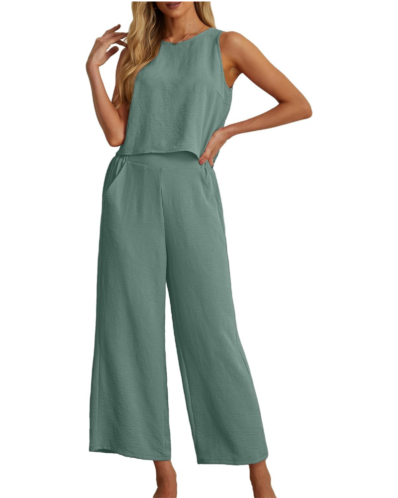 Marlowe Donna 2 részes szett – ujjatlan crop top és zsebes culotte nadrág
