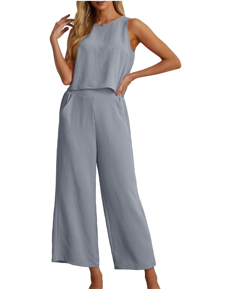 Marlowe Donna 2 részes szett – ujjatlan crop top és zsebes culotte nadrág