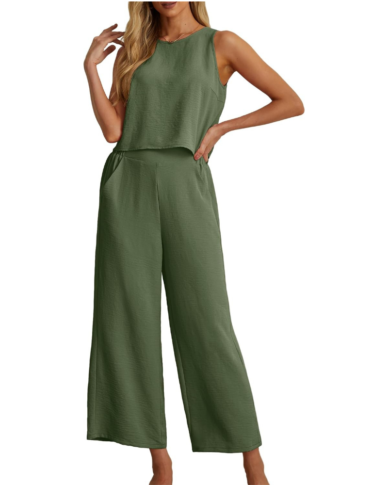 Marlowe Donna 2 részes szett – ujjatlan crop top és zsebes culotte nadrág
