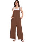 Tabitha Women's Casual Salopette – Sleeveless with Square Neckline and Wide Leg