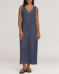 Gwendolyn Cotton and Linen Jumpsuit – V-Neck, Wide Legs, and Pockets