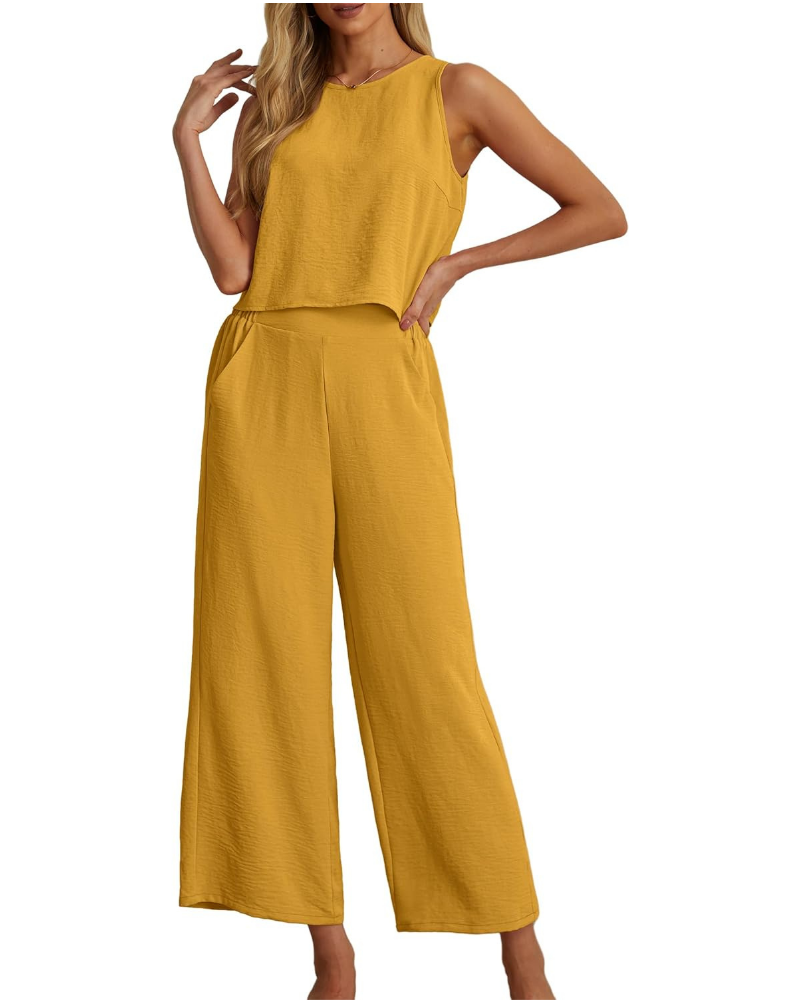 Marlowe Donna 2 részes szett – ujjatlan crop top és zsebes culotte nadrág