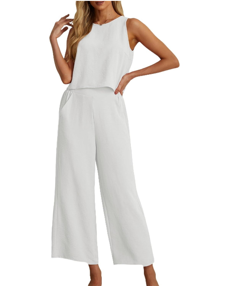 Marlowe Donna 2 részes szett – ujjatlan crop top és zsebes culotte nadrág