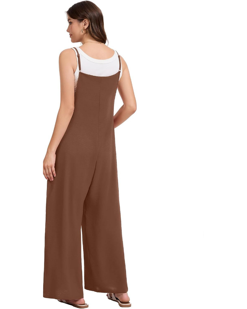 Salopette décontractée pour femme Tabitha – Sans manches avec encolure carrée et jambes larges