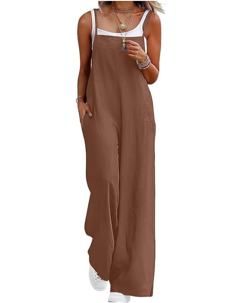 Tabitha Women's Casual Salopette – Sleeveless with Square Neckline and Wide Leg