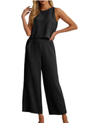 Marlowe Women's 2-Piece Set – Sleeveless Crop Top and Culotte Pants with Pockets
