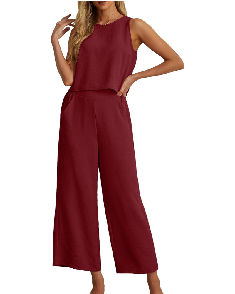 Marlowe Donna 2 részes szett – ujjatlan crop top és zsebes culotte nadrág