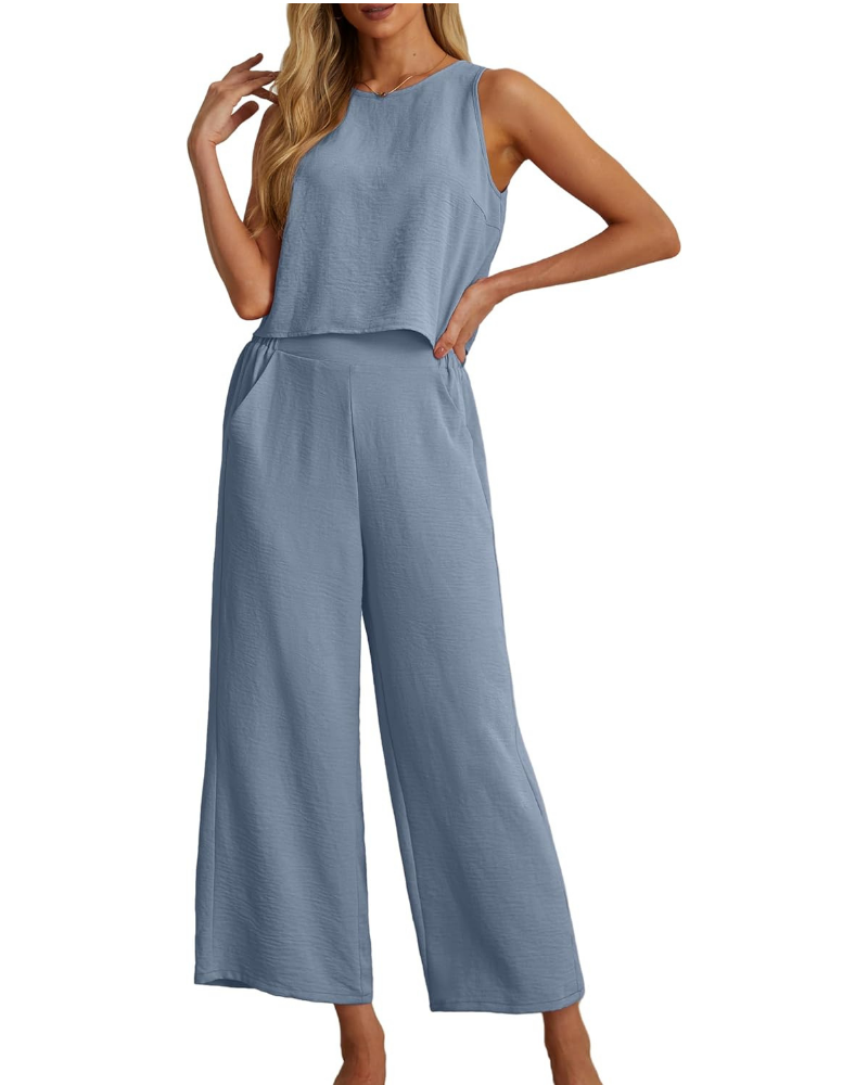 Marlowe Donna 2 részes szett – ujjatlan crop top és zsebes culotte nadrág