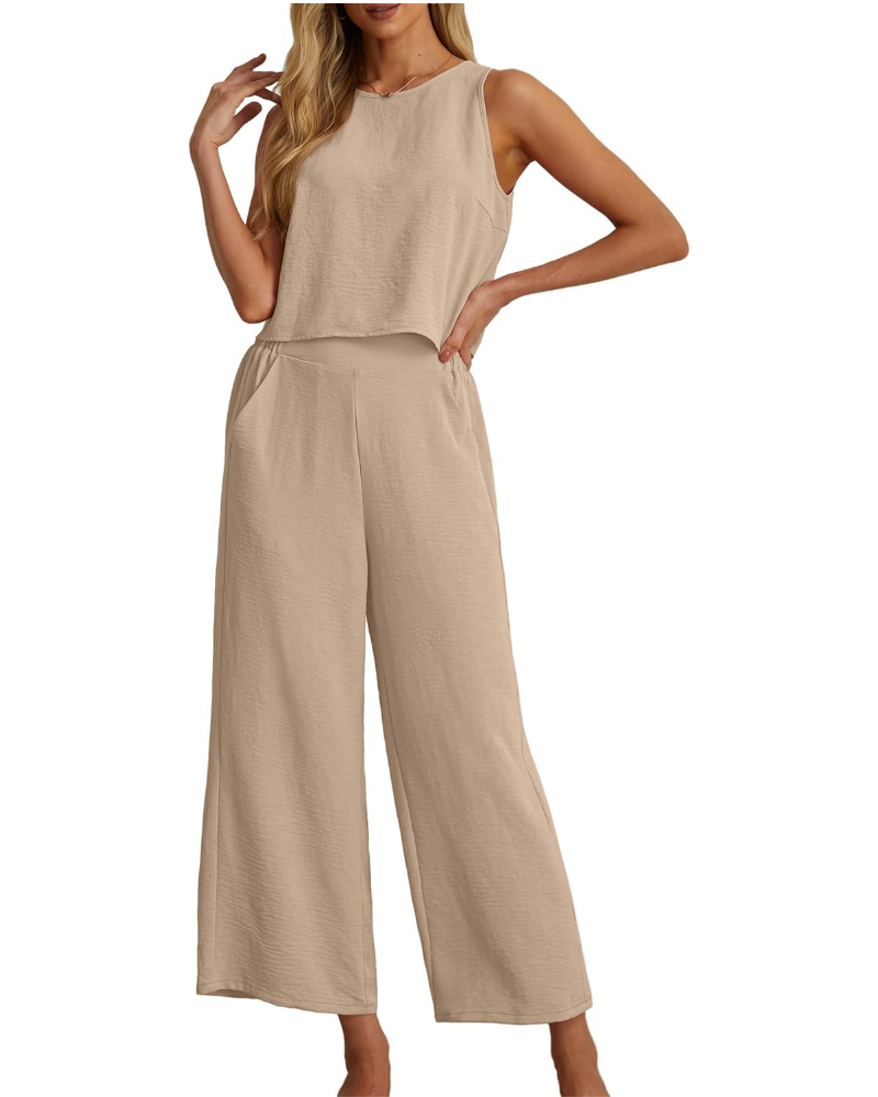 Marlowe Donna 2 részes szett – ujjatlan crop top és zsebes culotte nadrág