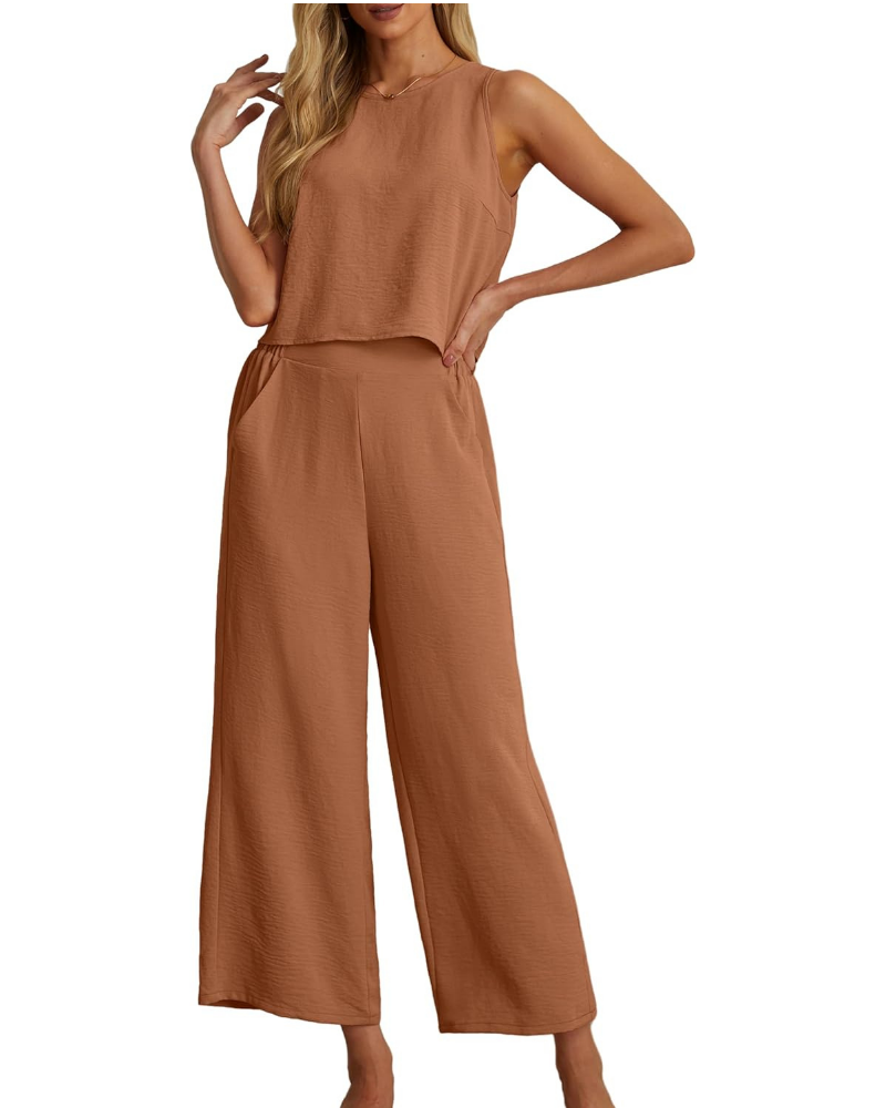 Marlowe Donna 2 részes szett – ujjatlan crop top és zsebes culotte nadrág