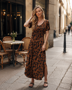 Paige Women's Dress – Summer Maxi Dress with V-Neck, Short Sleeves & Side Slits