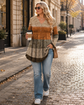 Constance Women's Tunic – V-Neck Henley Collar, Long Sleeves and Fluid Fit