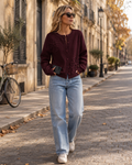 Thea Cardigan Donna – Fiori 3D, Maniche a Palloncino e Bottoni Frontali