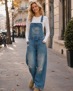 Imogen Women's Denim Dungarees – Wide Leg, Adjustable Straps and Pockets