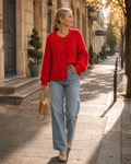 Sybil Damenstrickjacke – Rundhalsausschnitt, Knopfleiste vorne und lockere Passform