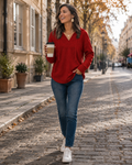 Beatrix Felpa Donna con Cappuccio – Scollo a V, Maniche Lunghe e Vestibilità Ampia