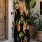 Luna Abito Donna Monospalla – Vestito Tropicale Palma, Lungo Fluido Casual Chic