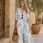 Leticia Robe Femme Maxi Florale – Robe Longue Fluide, Coupe Confortable d'Été